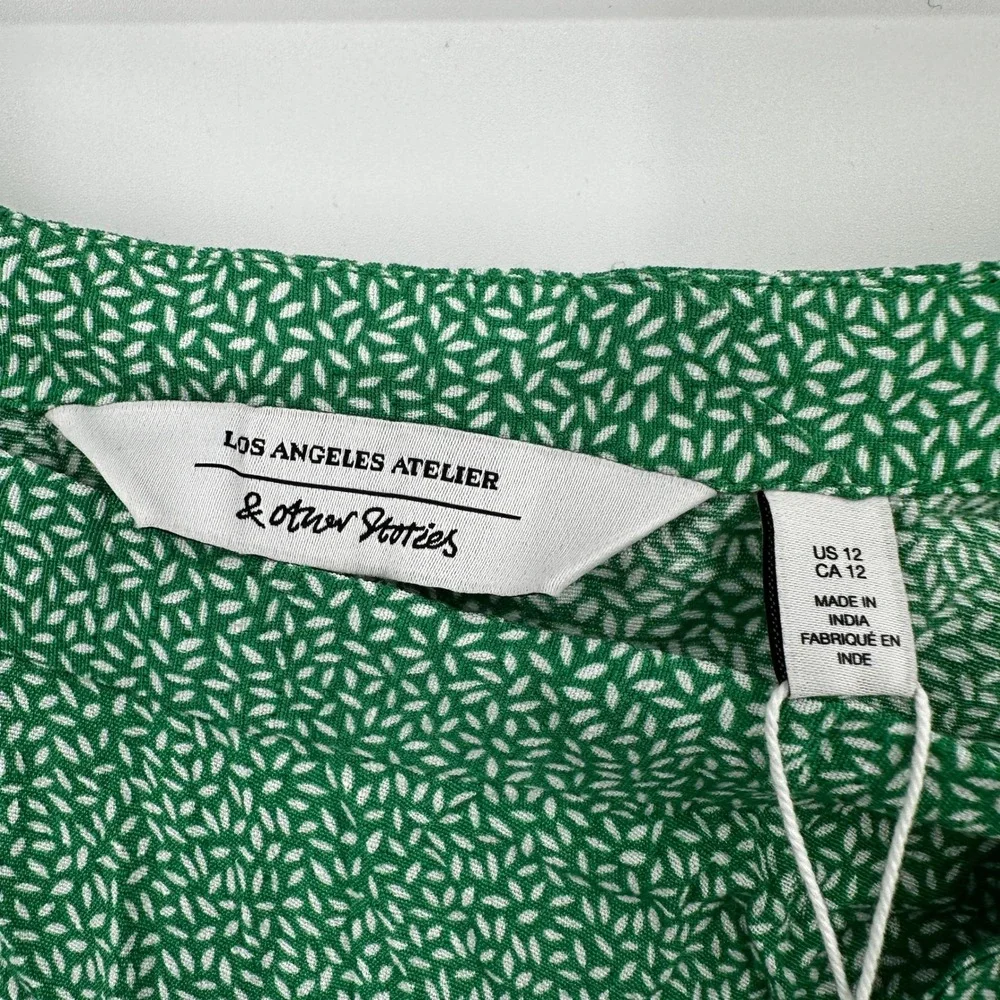 Los Angeles Atelier & Other Stories Green Ditsy Floral Wrap Midi‎ Skirt US 12